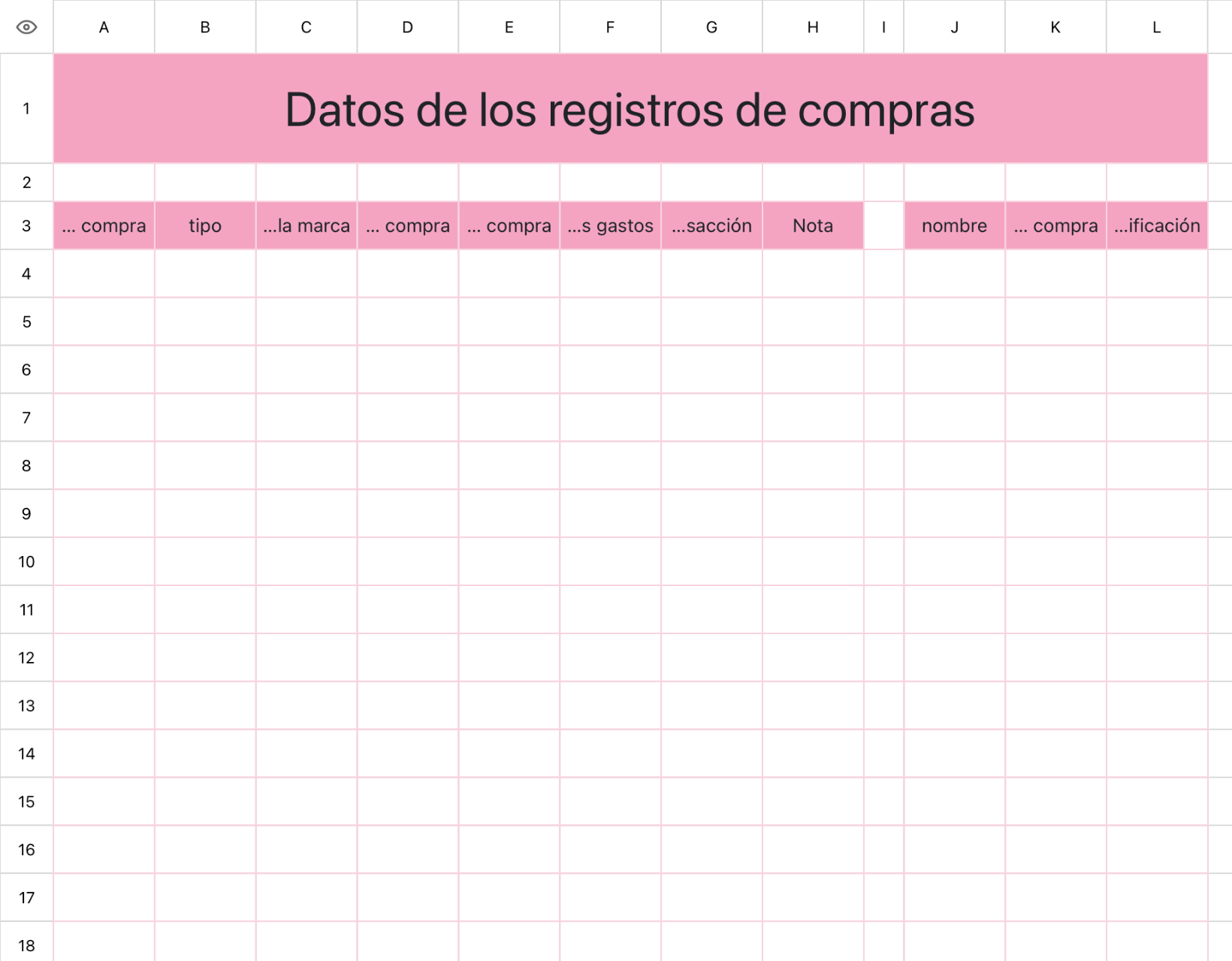 Base de datos de registros de compras
